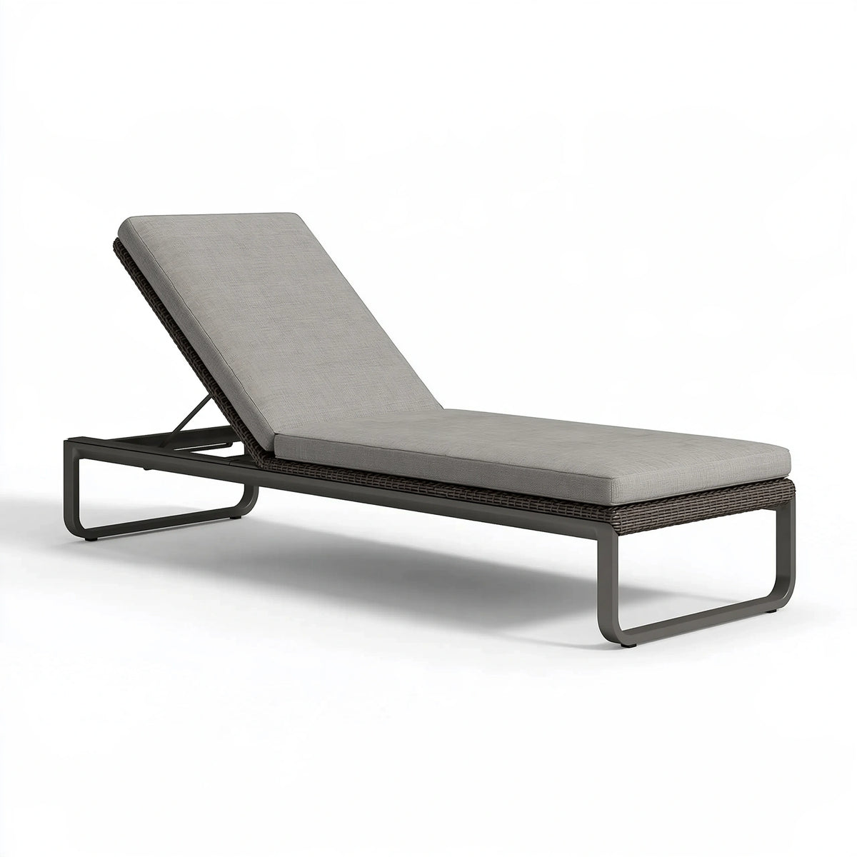 Bain de soleil 200 x 70 x 35 cm en résine tressée gris avec dossier réglable pour extérieur