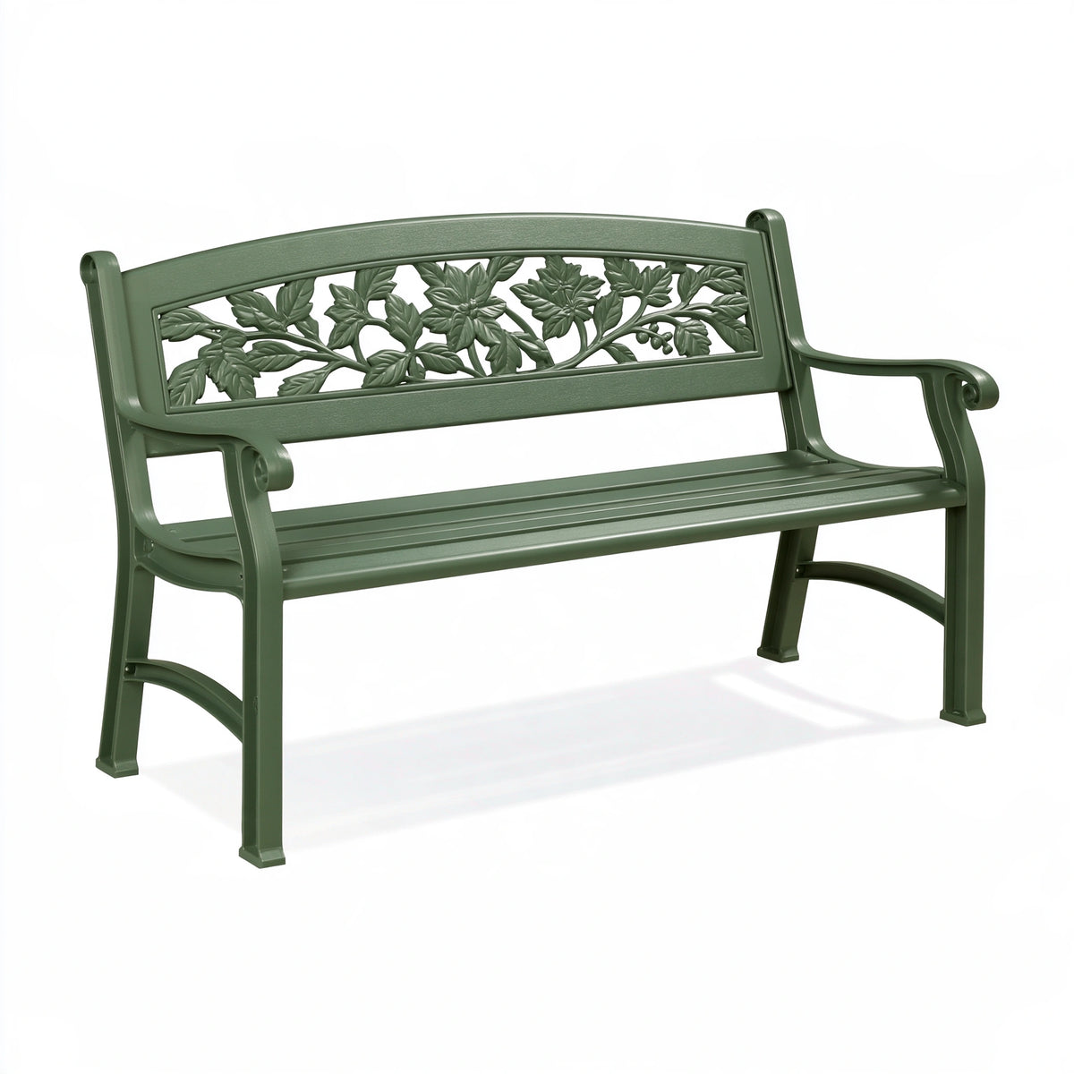 Banc de jardin 122 x 60 x 84 cm en métal vert - style végétal pour extérieur