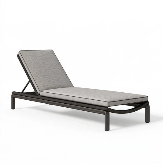 Chaise longue d'extérieur 198 x 68 x 88 cm en métal gris et noir à dossier réglable
