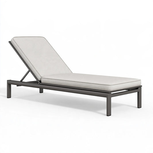 Chaise longue 198 x 68 x 92 cm en métal et textile beige réglable pour extérieur